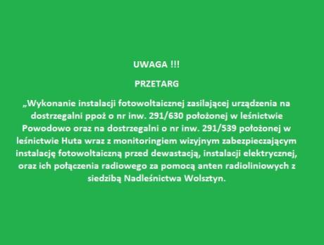 Informacja o ogłoszeniu przetargu dotyczącego wykonania instalacji fotowoltaicznej